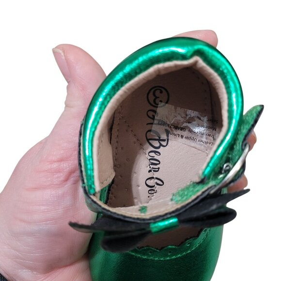 NEW A‎ Bear Co Toddler Size 3 Christmas Green Metallic Livs Flats Girls Bow - Picture 12 of 14